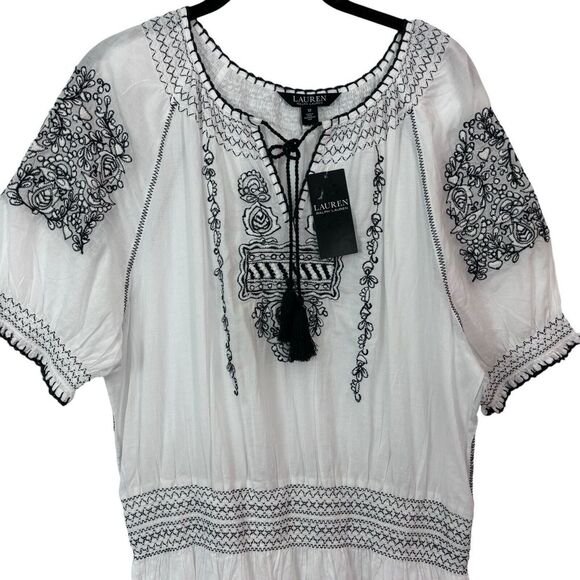 Lauren Ralph Lauren Women's Embroidered CottageCore Cotton Voile Dress Sz 12 - Picture 5 of 13